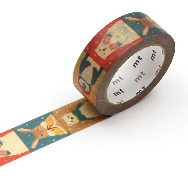 Decorative tape with animal illustrations on a white background