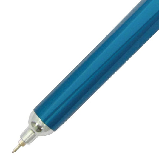 Blue pen with a metallic cap on a white background