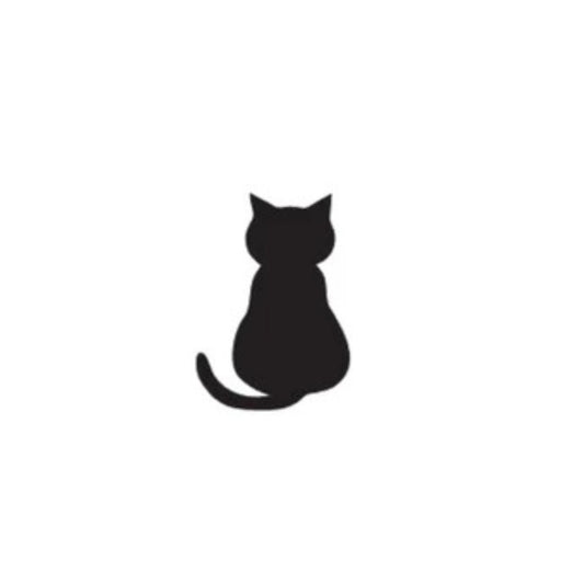 Black silhouette of a cat on a white background