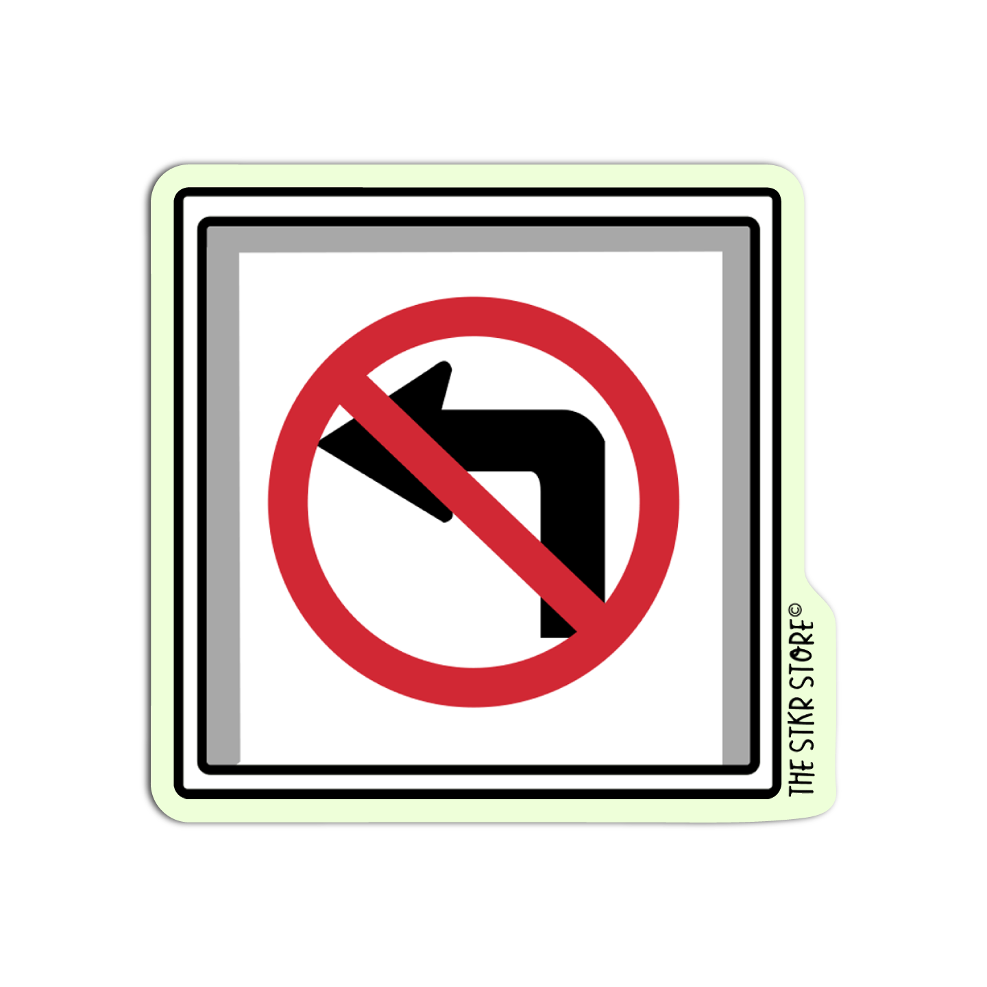 No Left Turn Road Sign Sticker