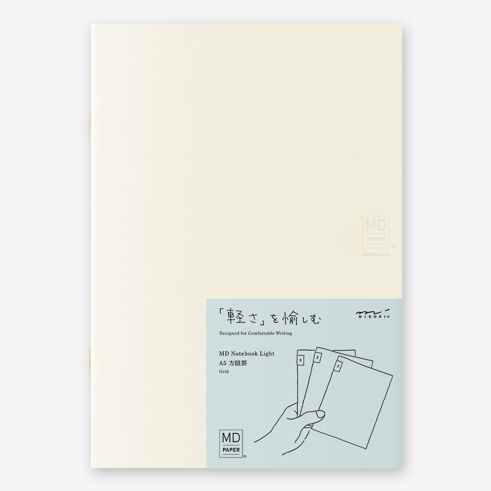 Midori MD Paper Notebook Light A5 Grid, Set of 3