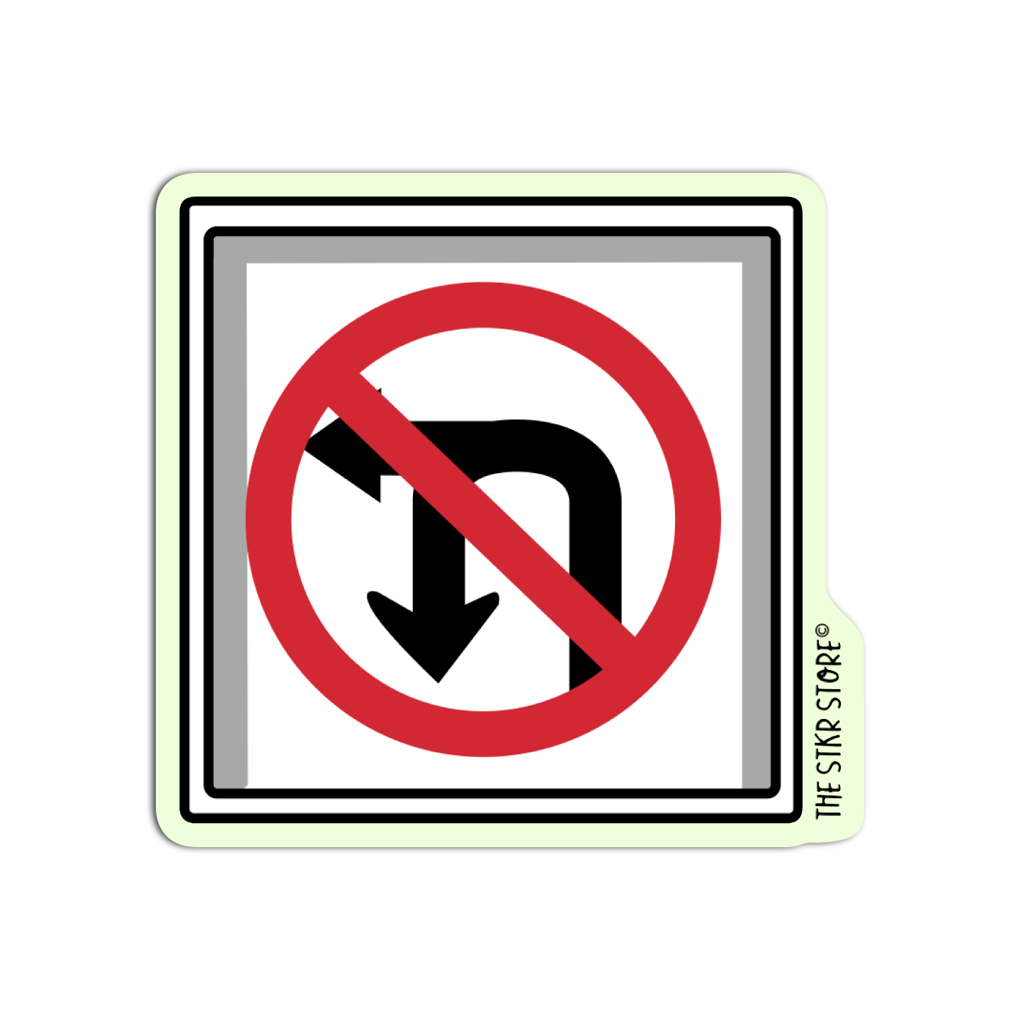 No Left No U-Turn Road Sign Sticker