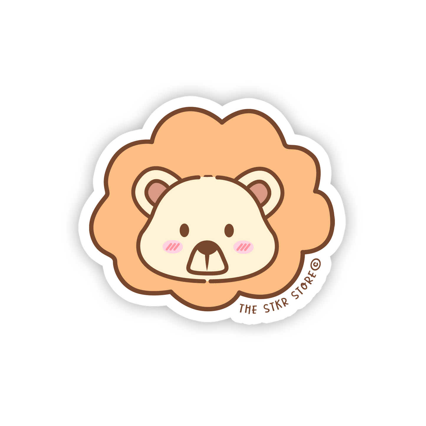 Fluffy Lion - Cute Animals Face Sticker - The Stkr Store