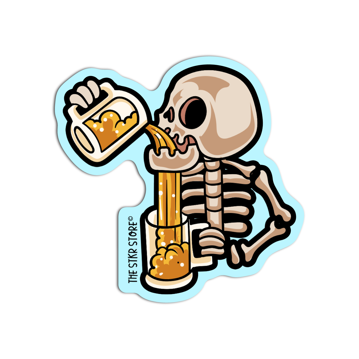 Skeleton Drinker Skeleton Sticker