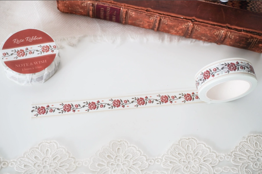 Rose Ribbon Washi Tape, Note & Wish Washi