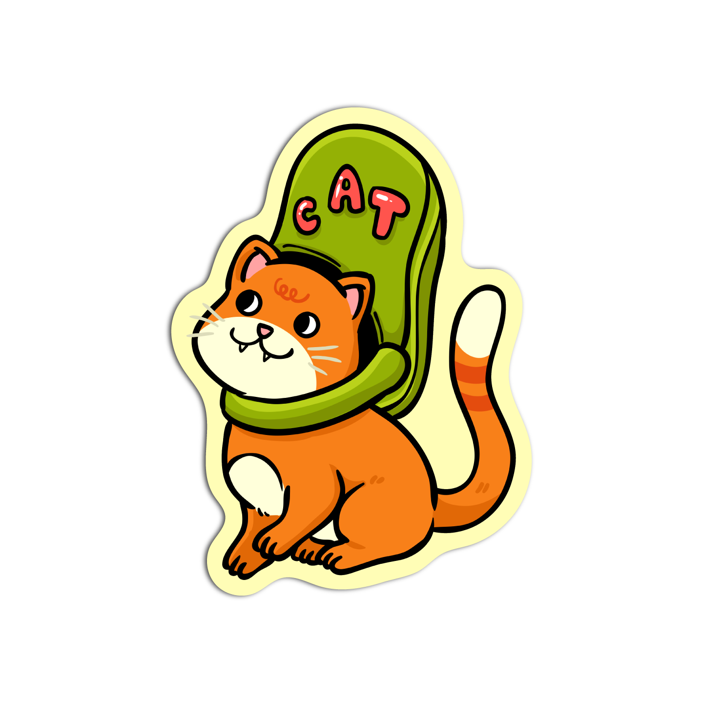 Cat with Slippers Sticker