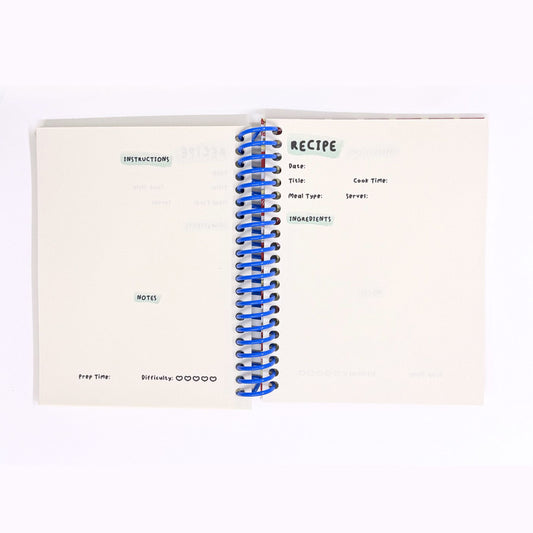 Notebook with a spiral binding on a white background