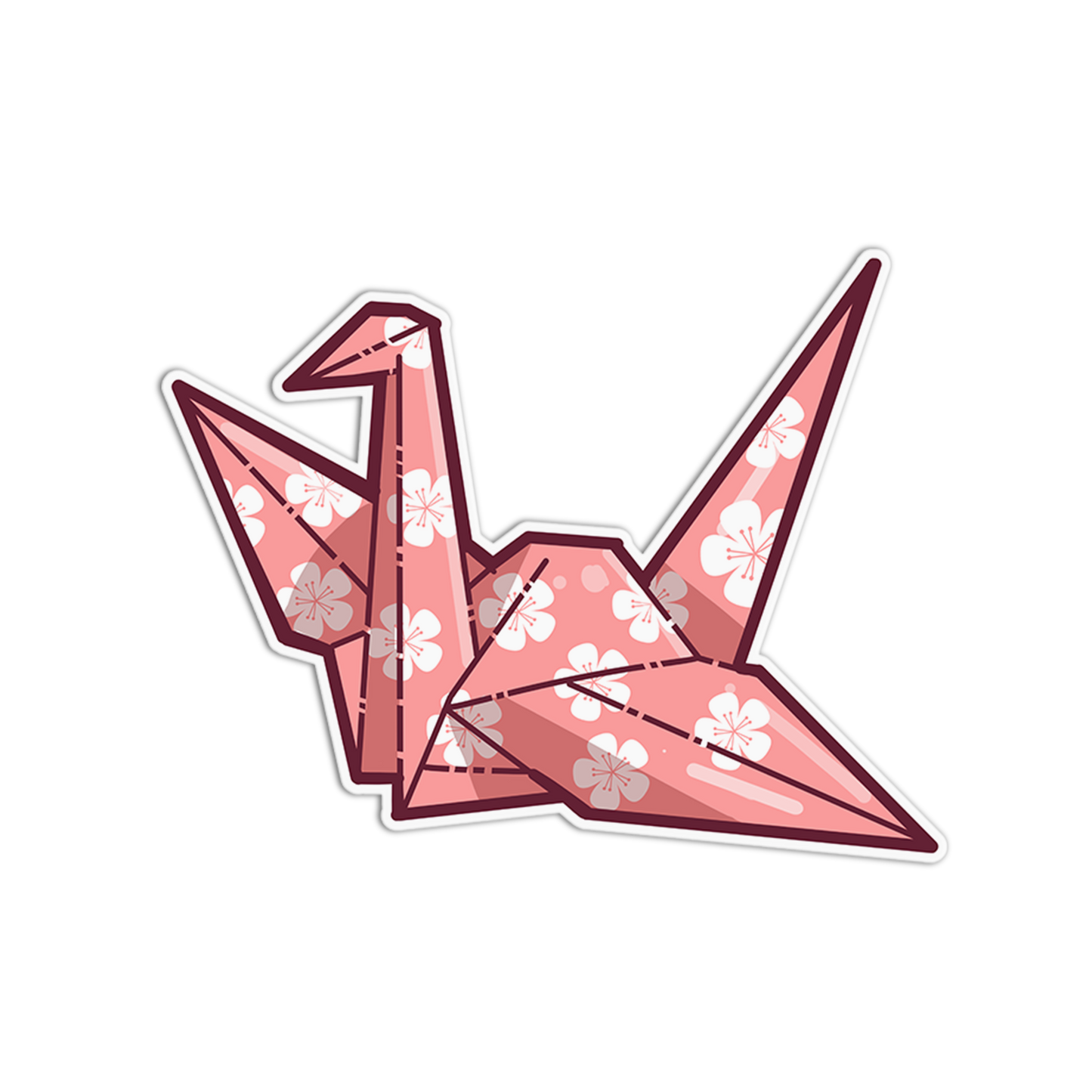 Cherry Blossom Paper Crane Sticker