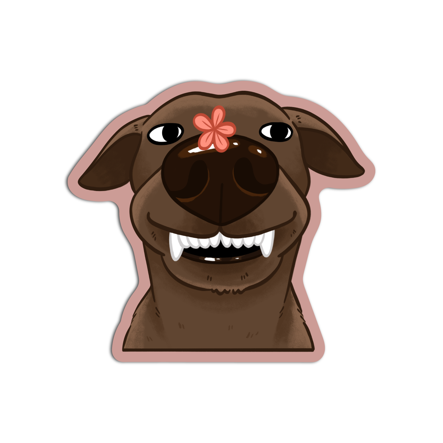 Cute Funny Dog Labrador with Flower Sticker