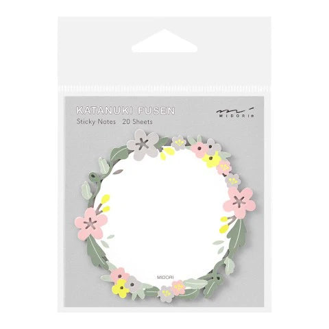Katanuki Fusen sticky notes with floral design on packaging