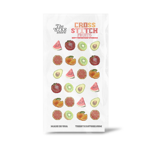 Cross Stitch Fruits Sticker Sheet