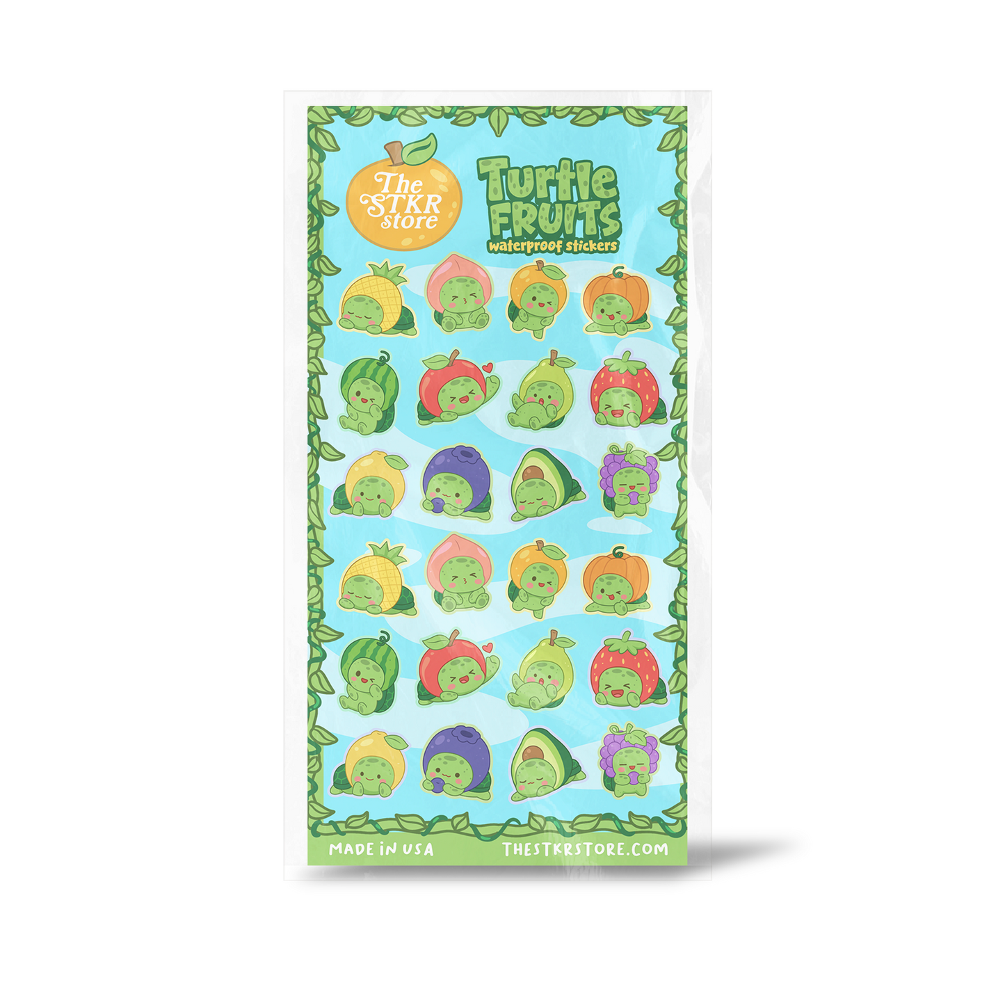 Turtle Fruits Sticker Sheet