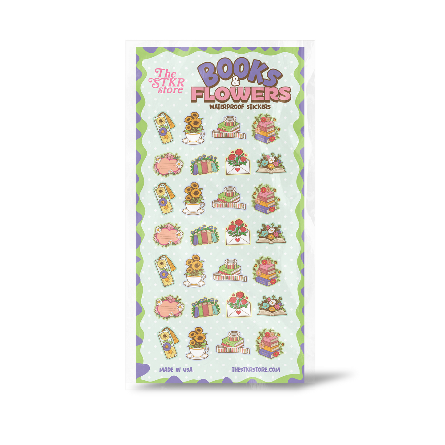 Books & Flowers Sticker Sheet