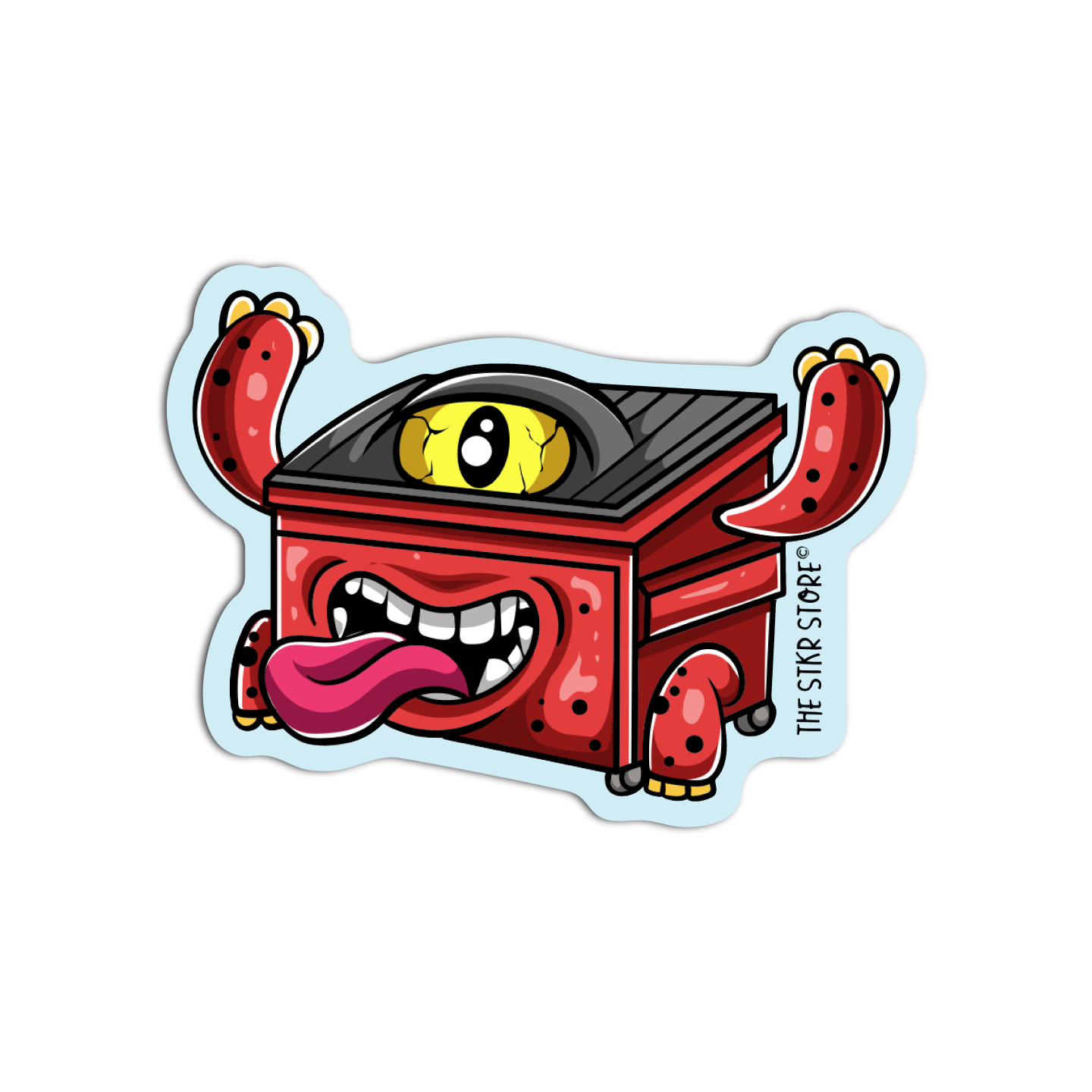 Red Monster Bin Sticker