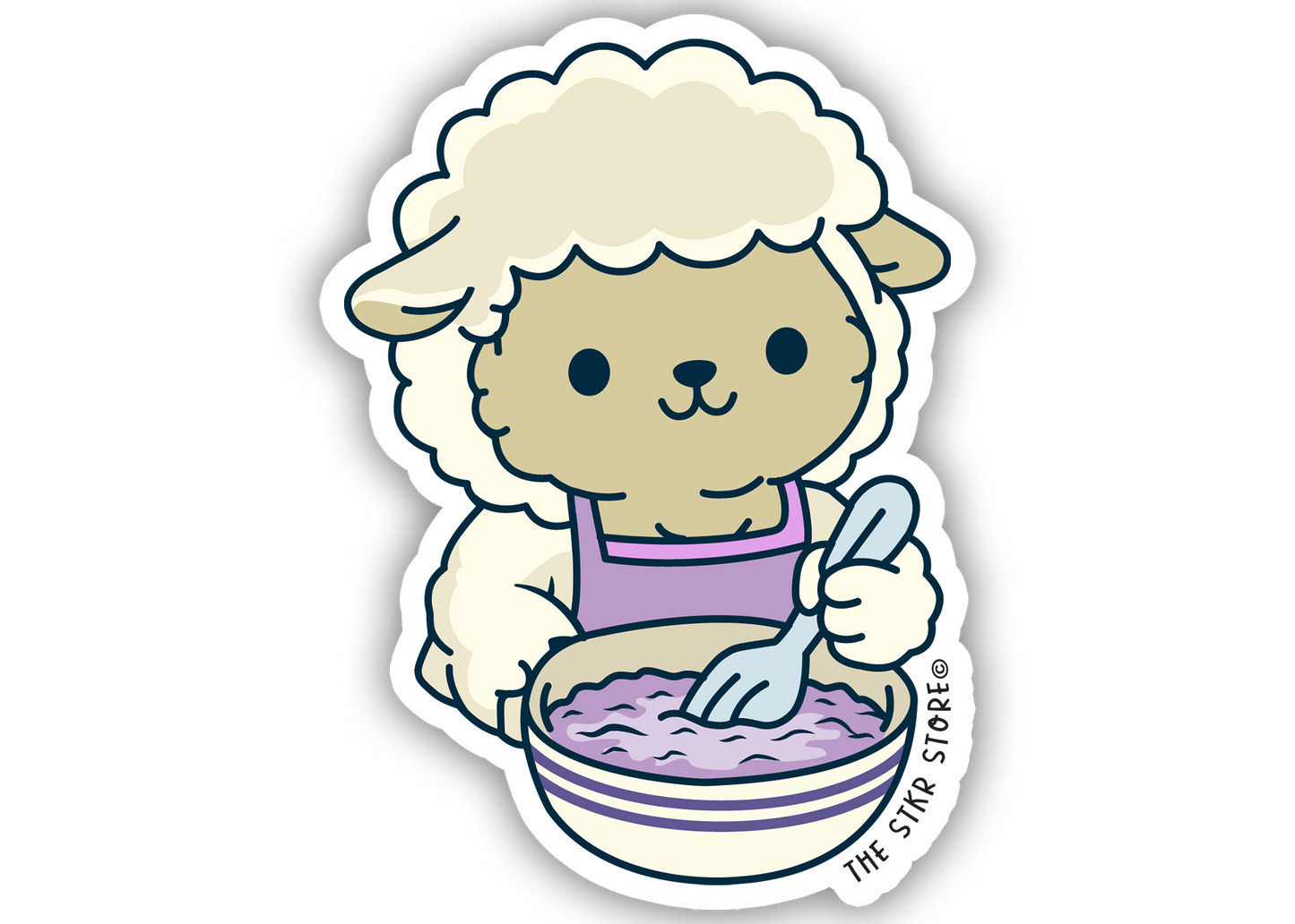 Mixing Sheep - Cute Baking Animal Sticker - The Stkr Store