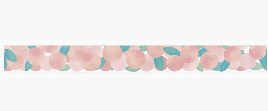 Decorative border strip with pink floral pattern on a white background