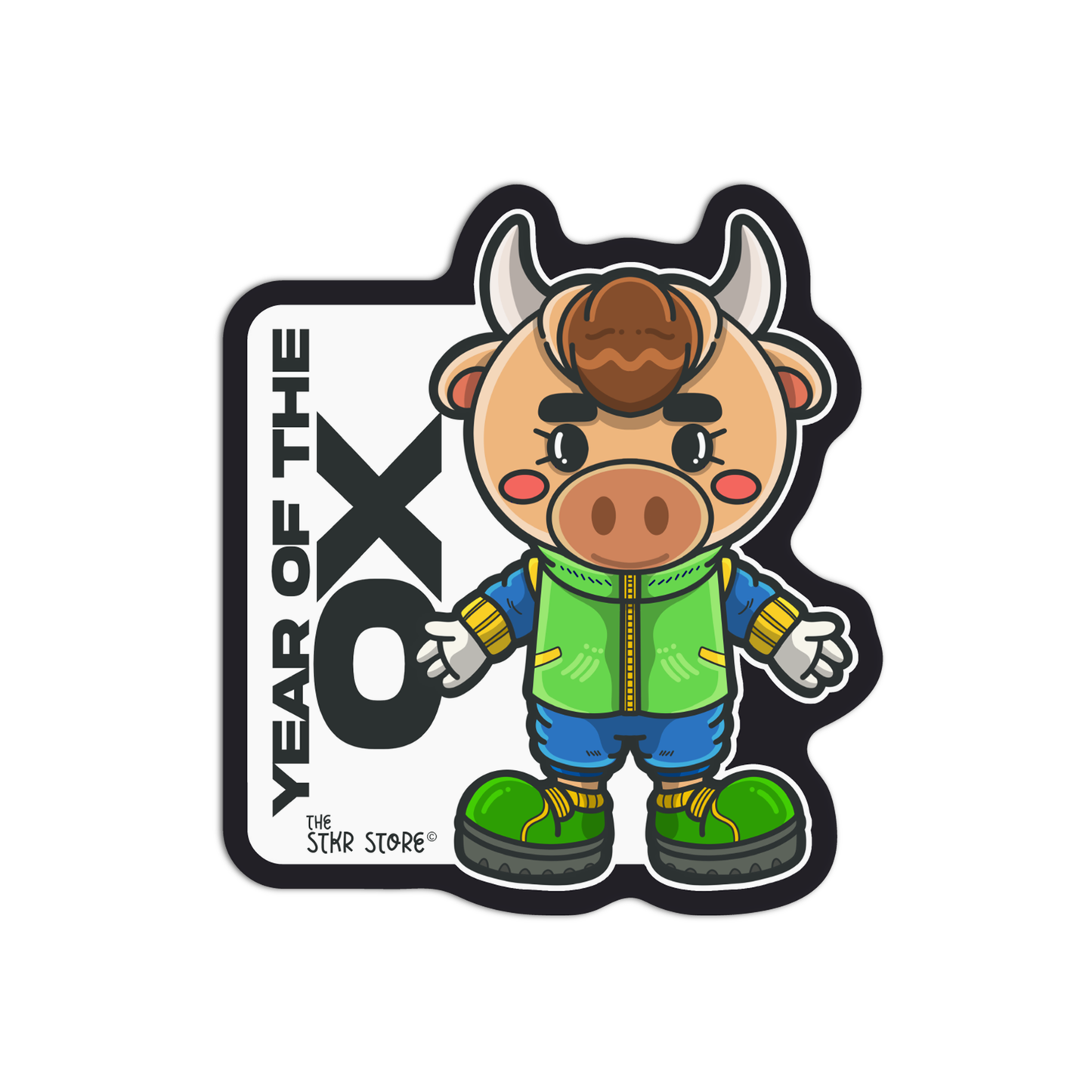 Year of the Ox Zodiac Sign Cyberpunk Sticker