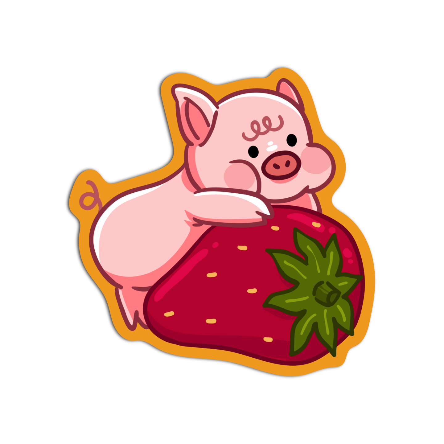Pig Giant Strawberry Cute Pigs Sticker