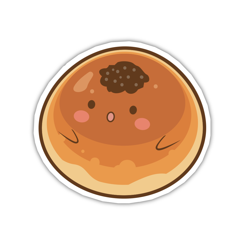 Cartoon donut with a face on a white background