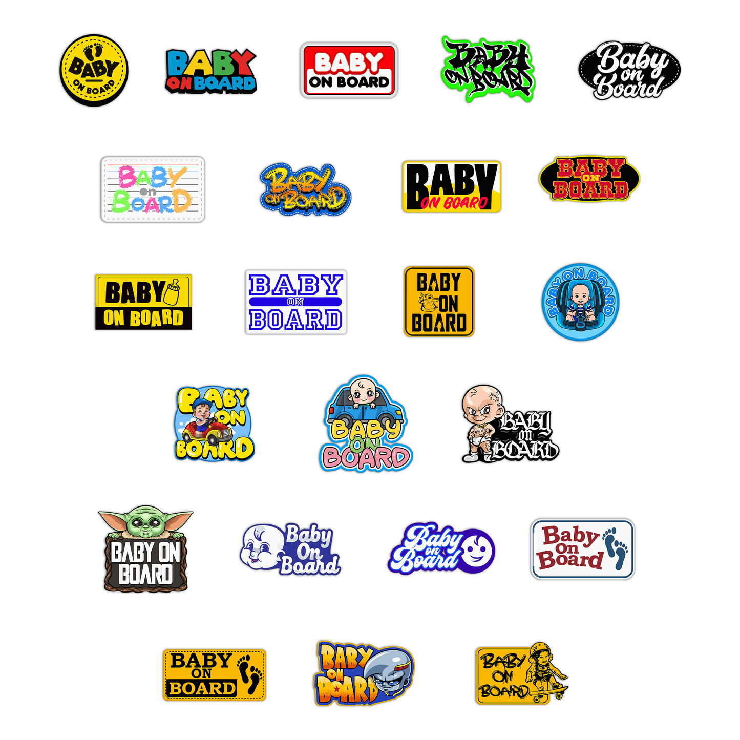 Baby On Board Pack White Stickers