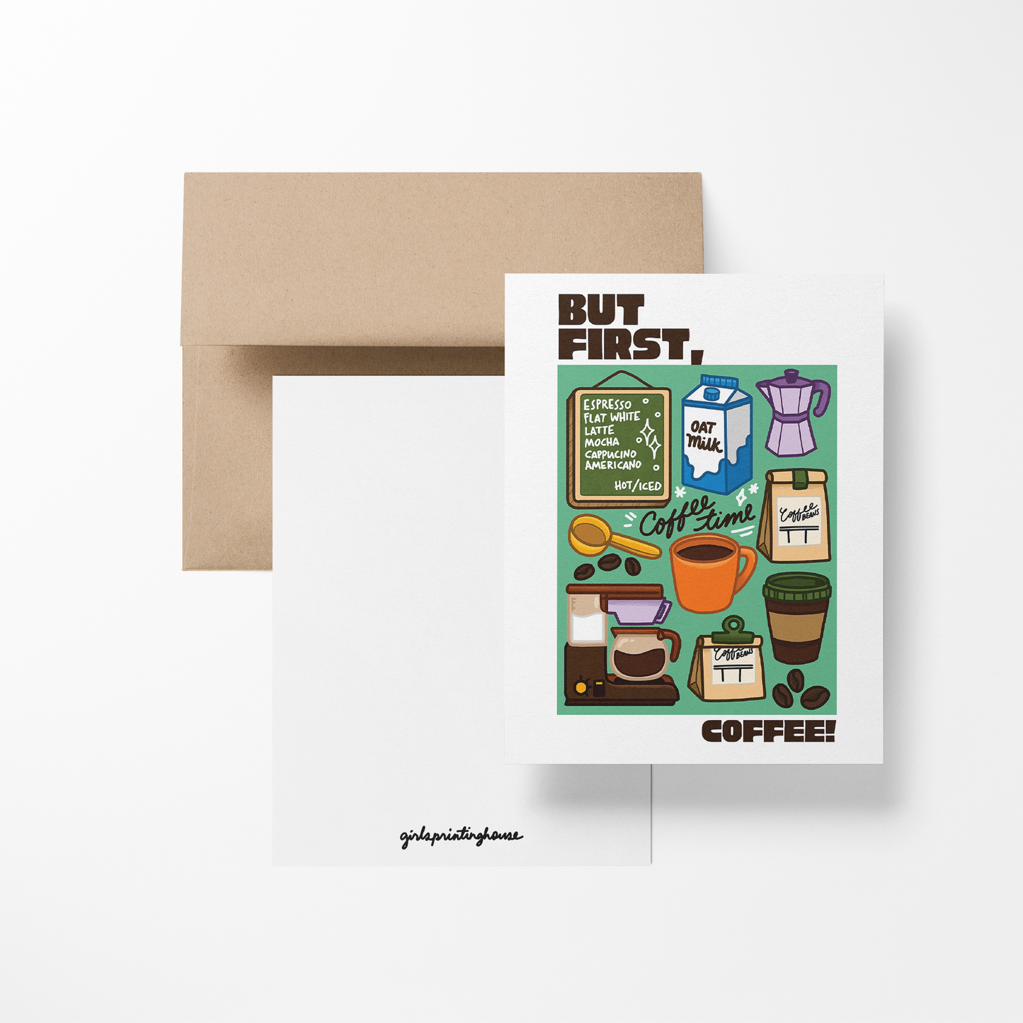 But First Coffee Greeting Card