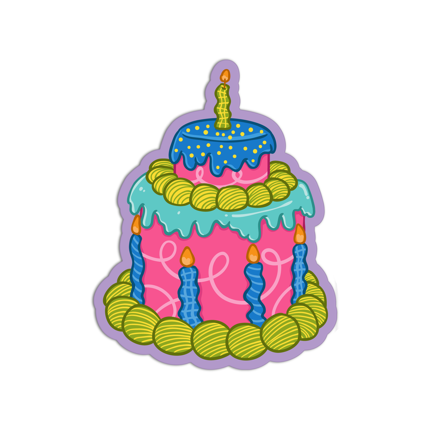 Blue Candles Cake Sticker