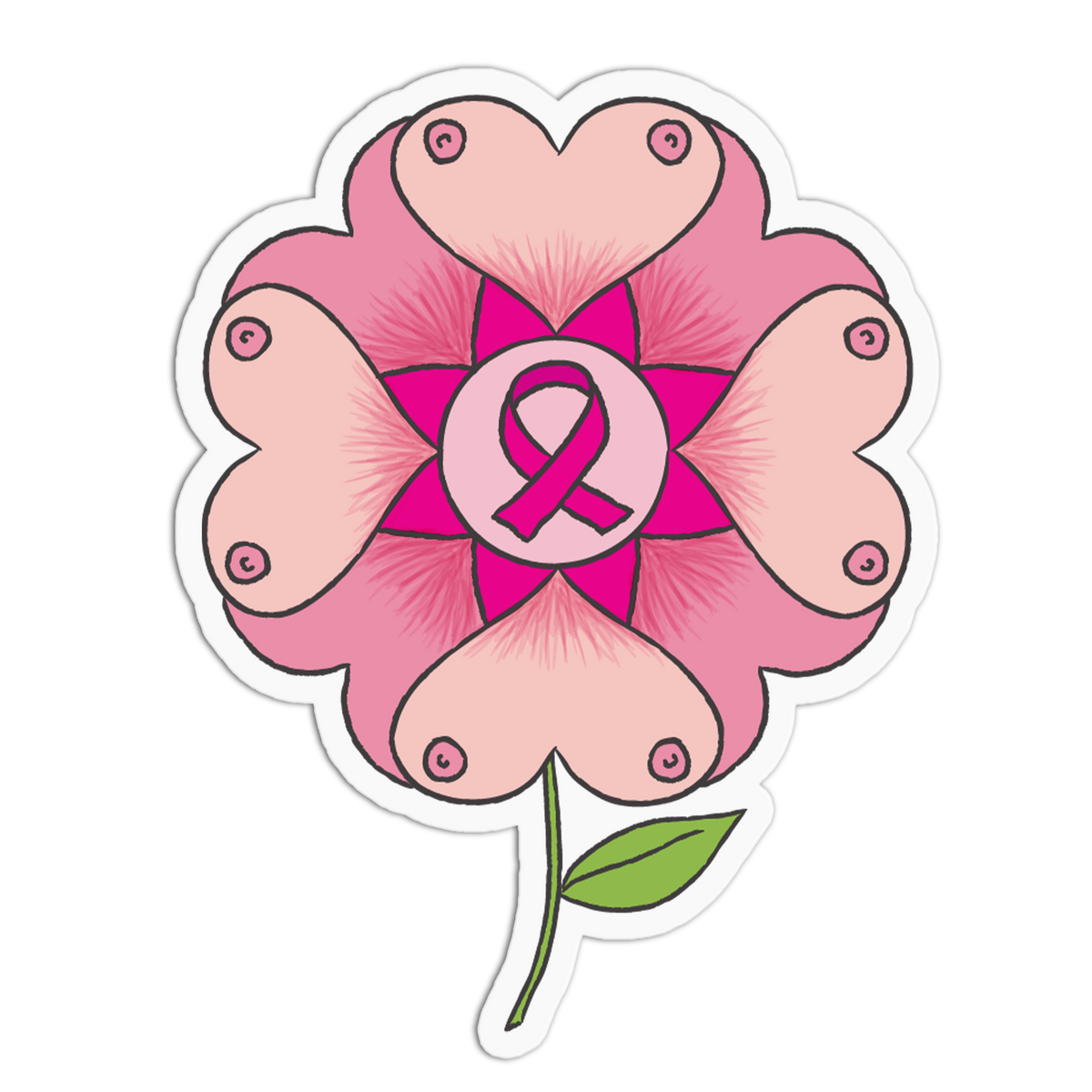Boob Flower Cancer Awareness Sticker