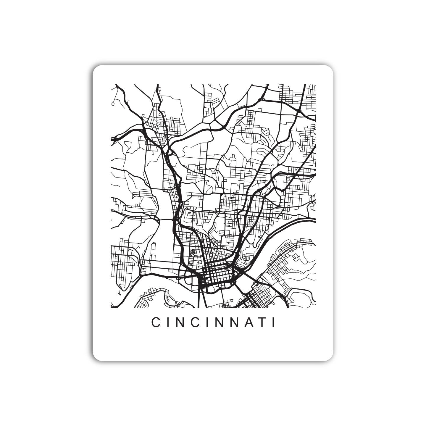 Cincinnati U.S. Street Map Sticker