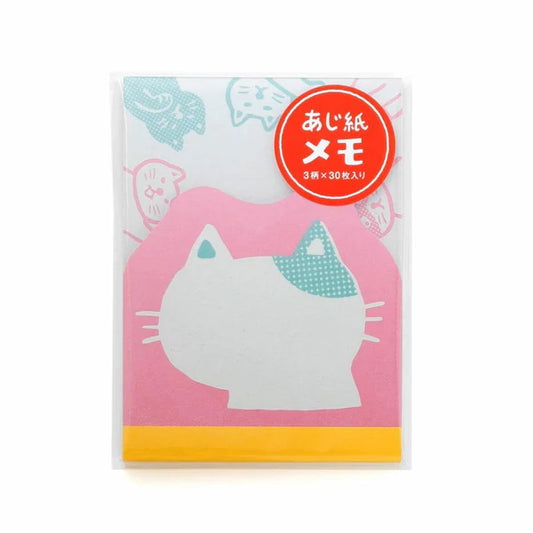 Cat-themed sticky notes with colorful design on a white background