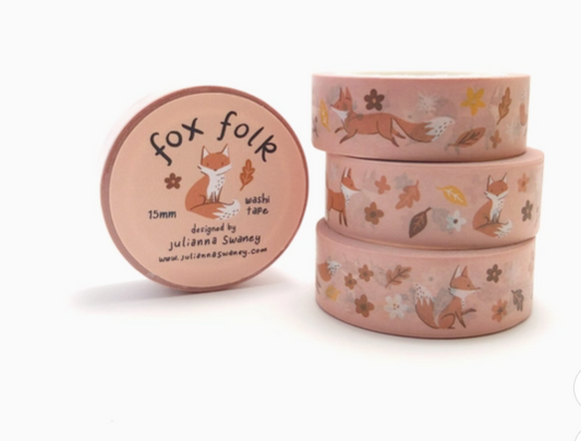 Set of washi tape with fox designs on a white background