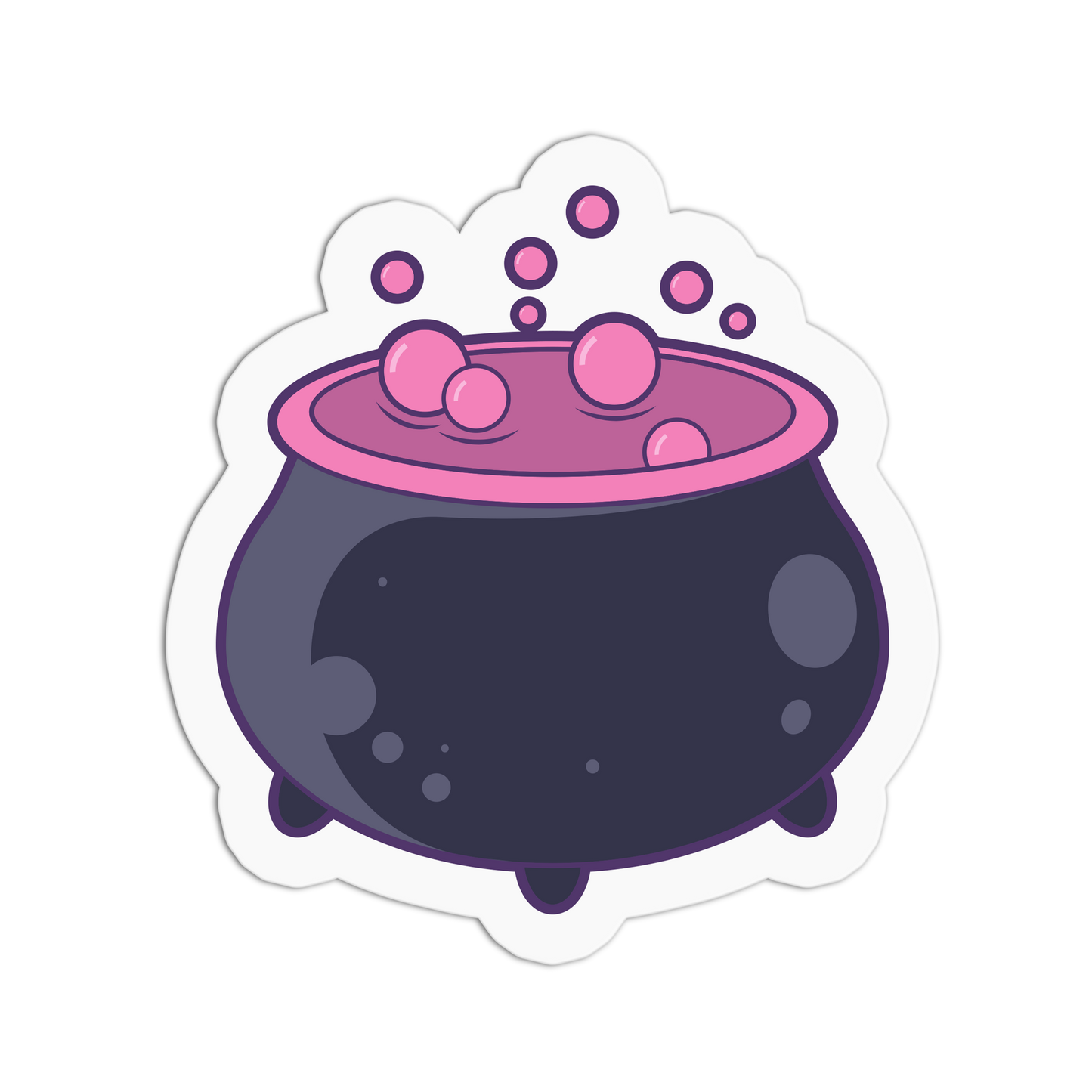 Cauldron with Pink Potion Halloween Textured Stickers