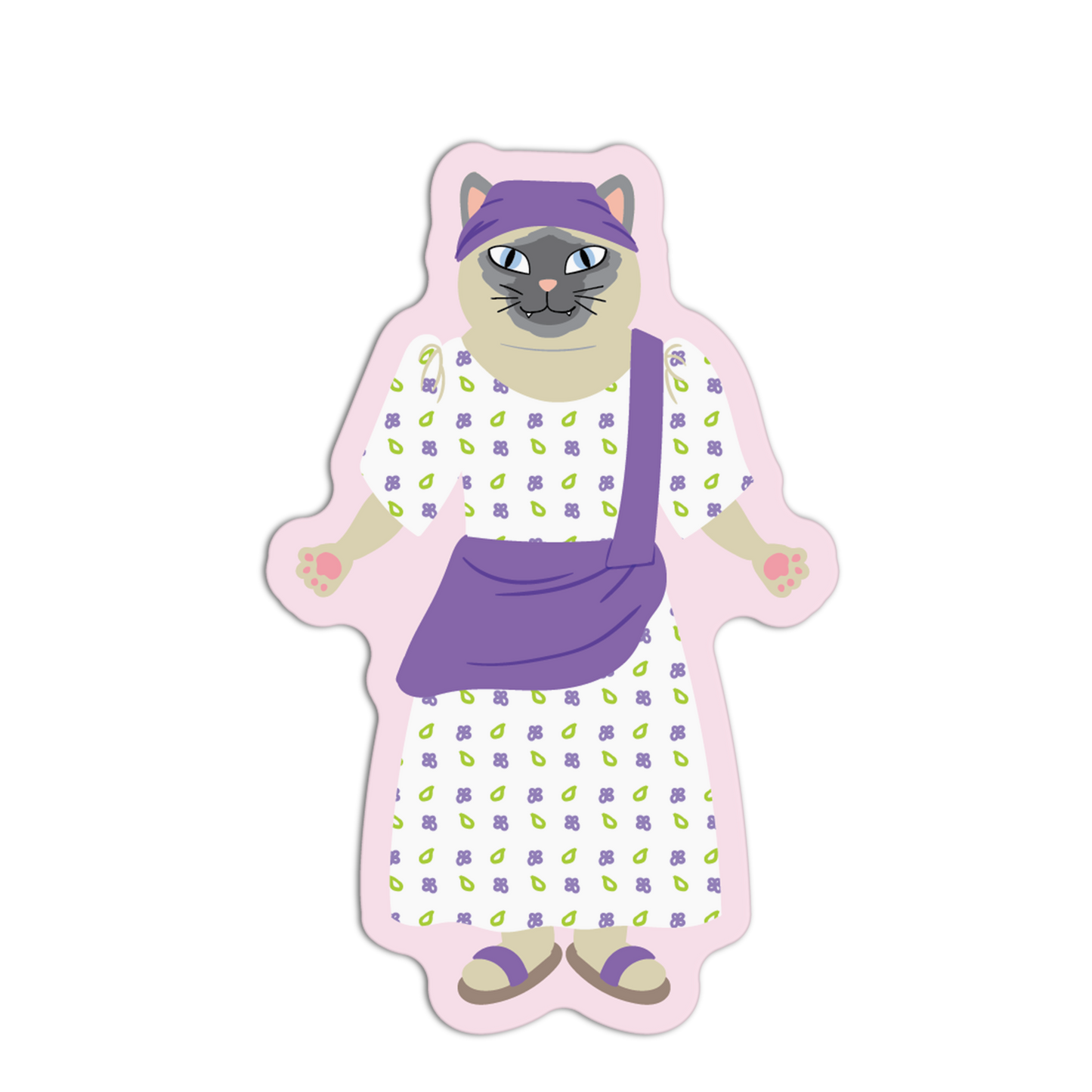 Cream and Gray Filipiniana Cats Textured Stickers