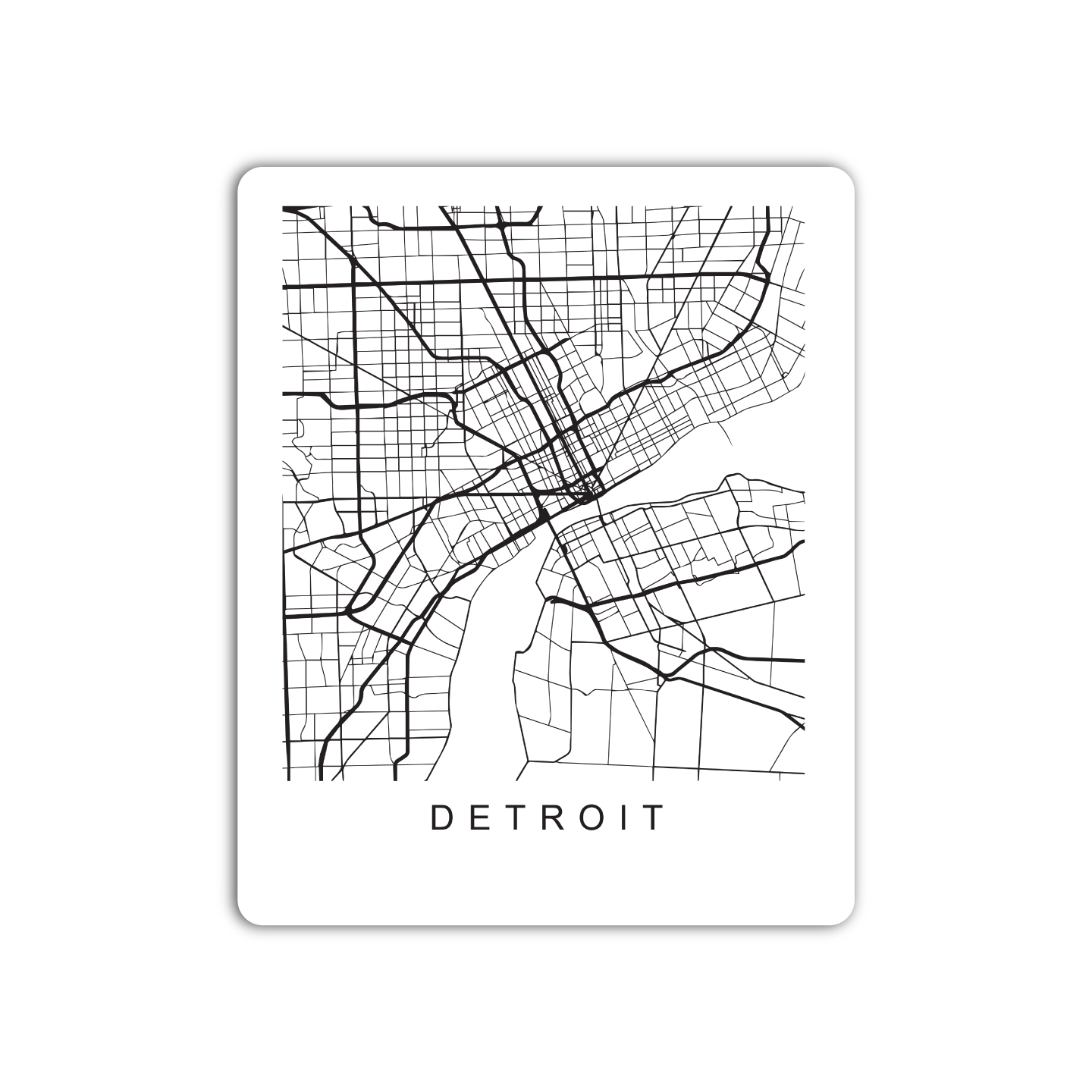 Detroit U.S. Street Map Sticker