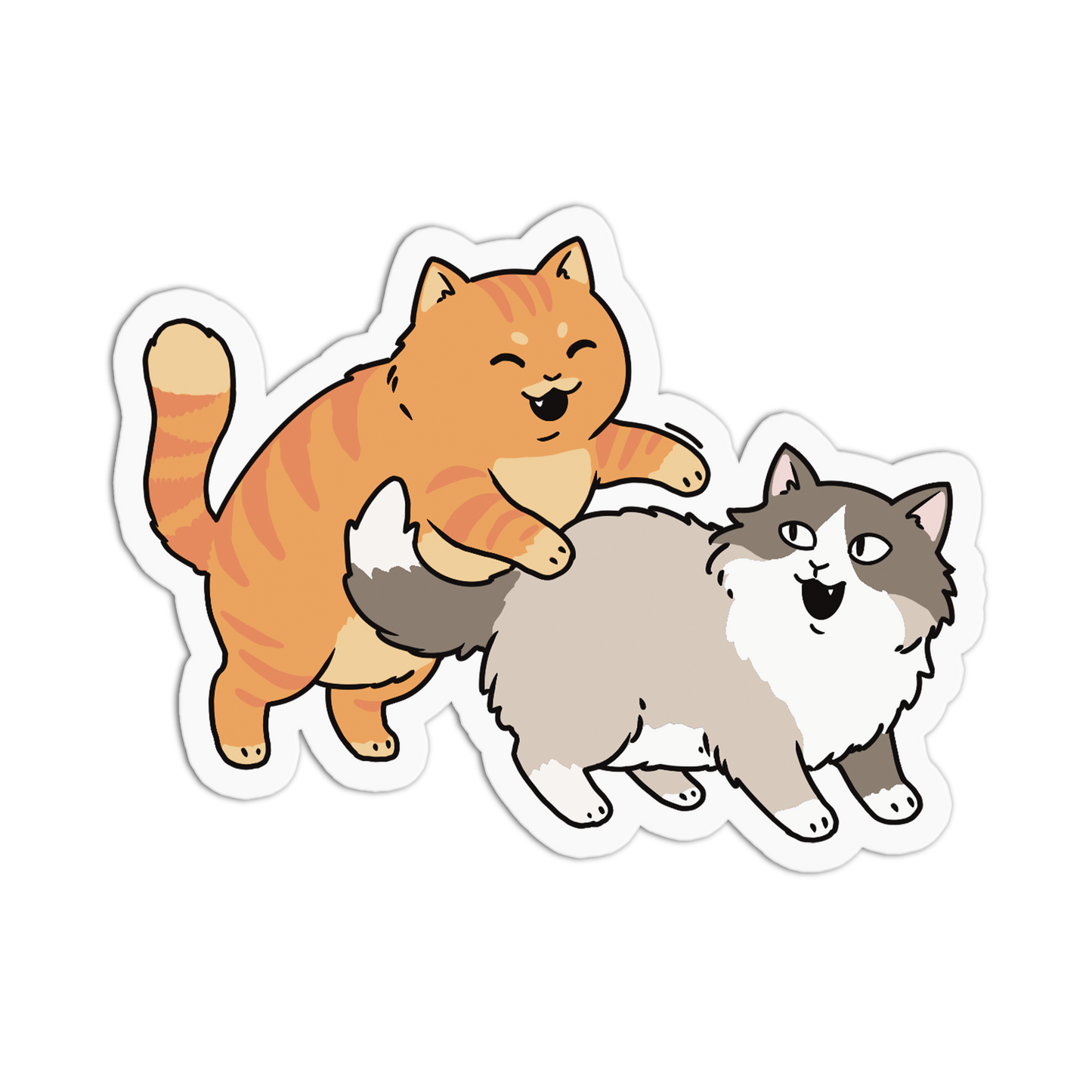 Cartoon illustration of two cats on a transparent background
