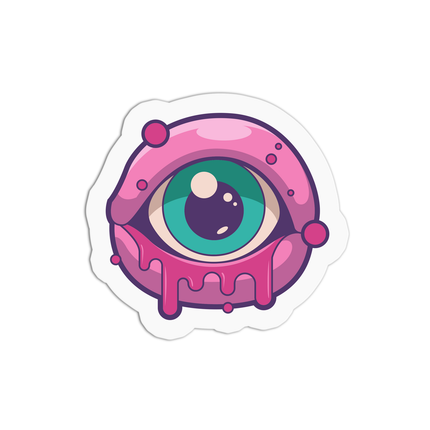 Eyeball in Pink Goo Halloween Textured Stickers