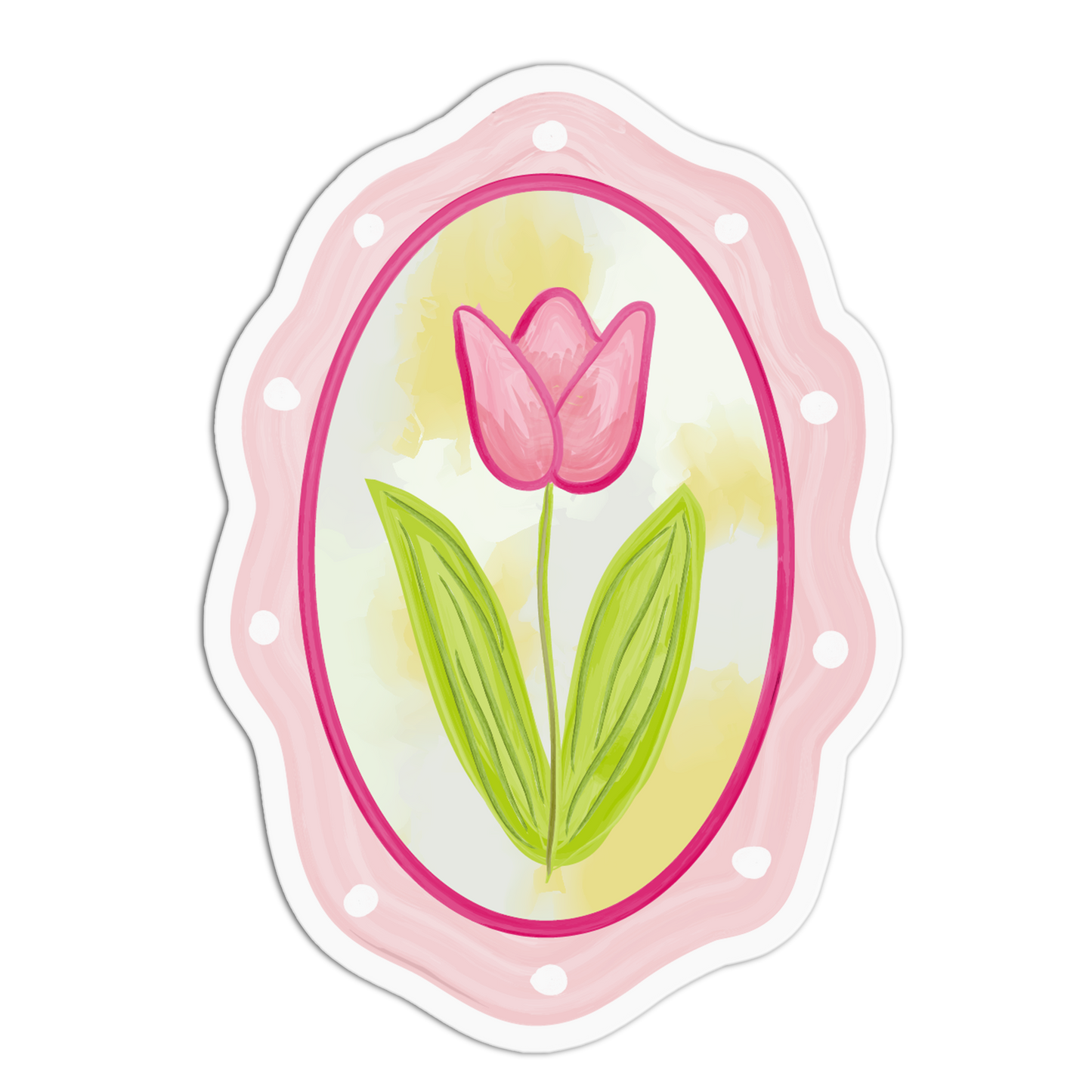 Single Pink Tulip Framed Flowers Sticker