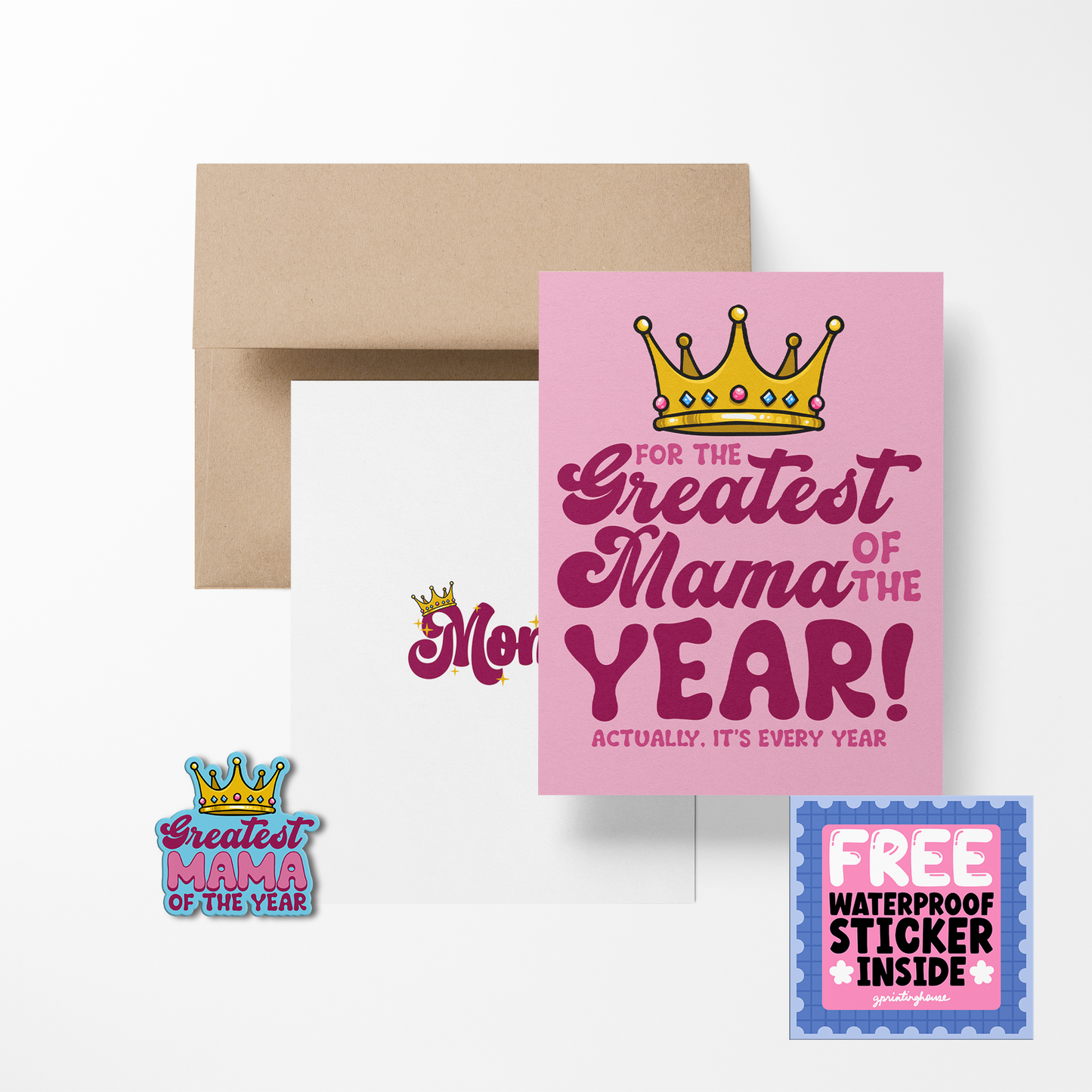 For The Greatest Mama Of The Year Mother's Day Greeting Card with Sticker