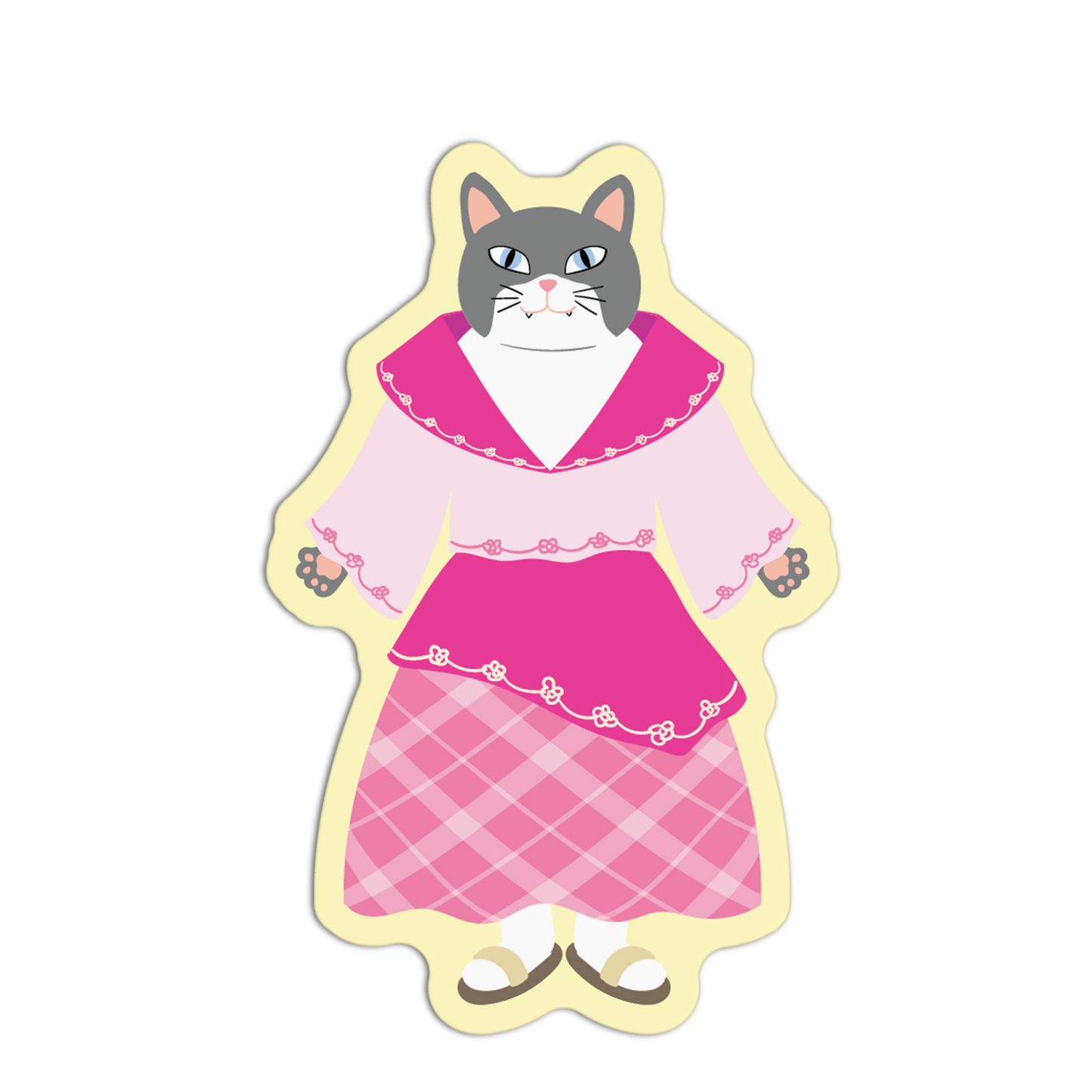 Gray and White Filipiniana Cats Textured Stickers
