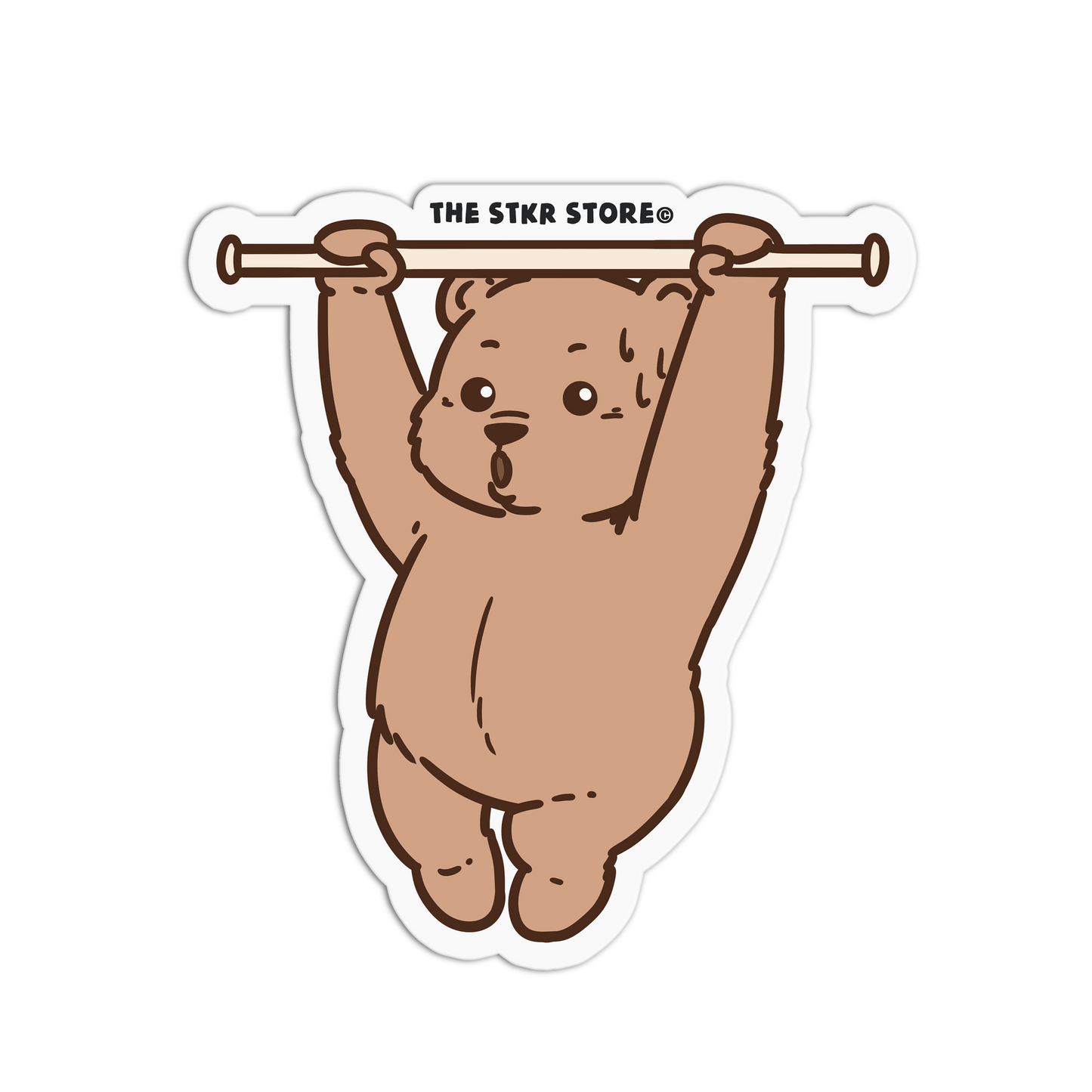Pull-up Brown Bear - Gym Bears Sticker - The Stkr Store