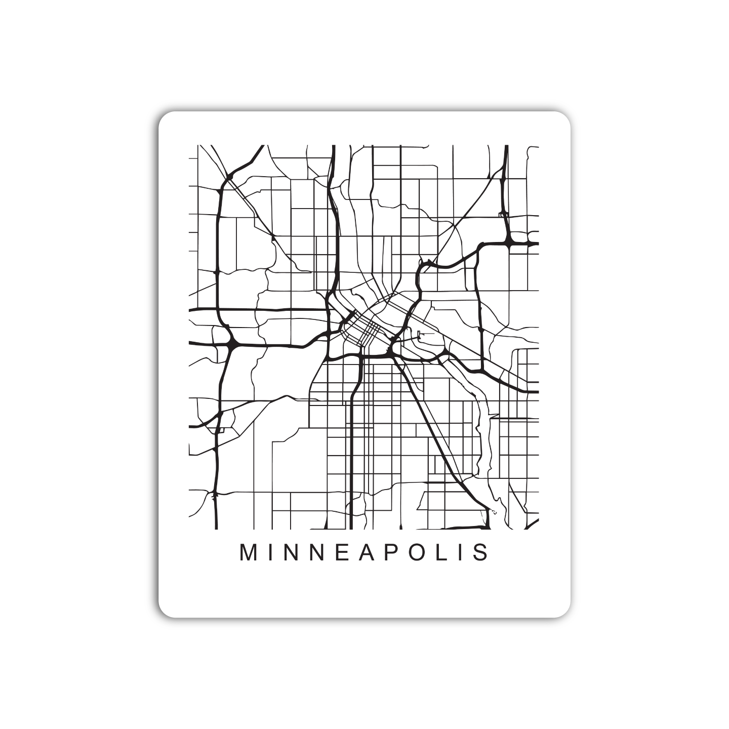 Minneapolis U.S. Street Map Sticker