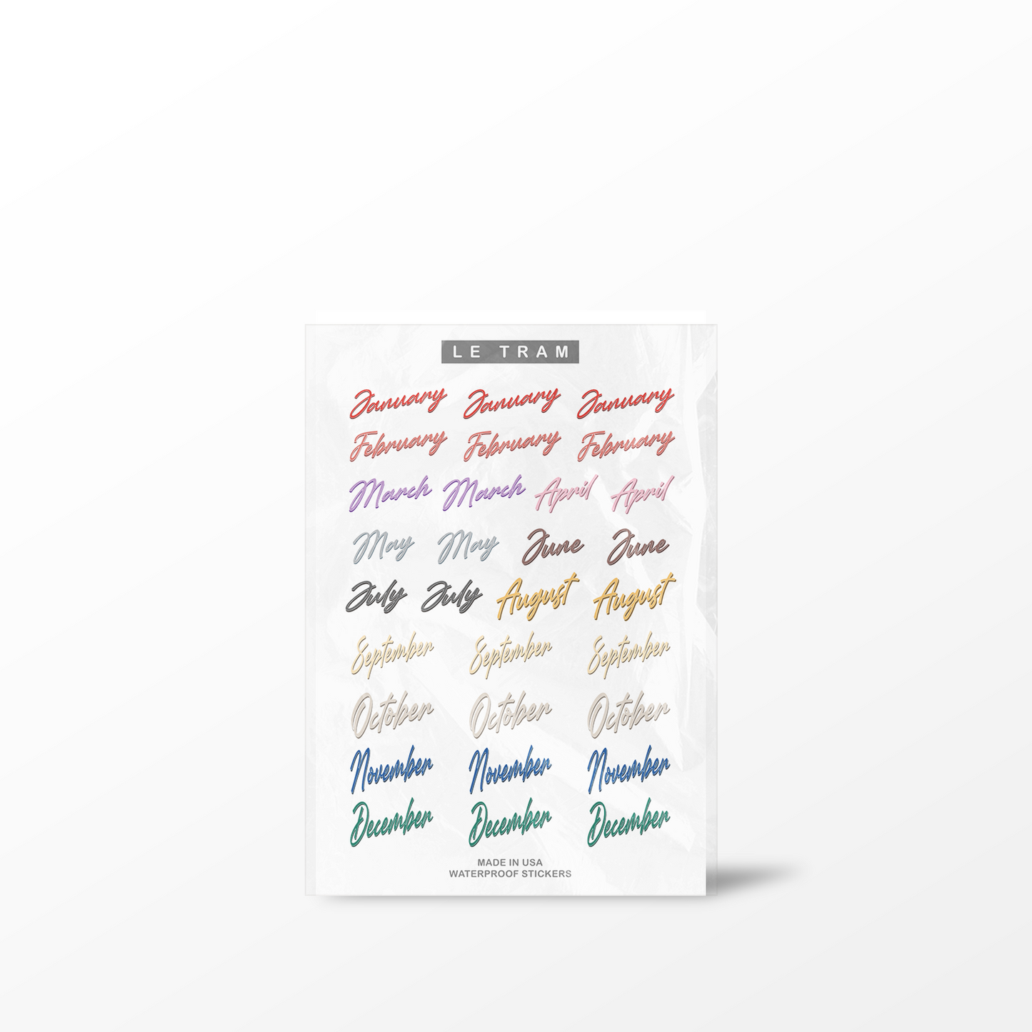 Le Tram Elegant Script Months Sticker Sheet
