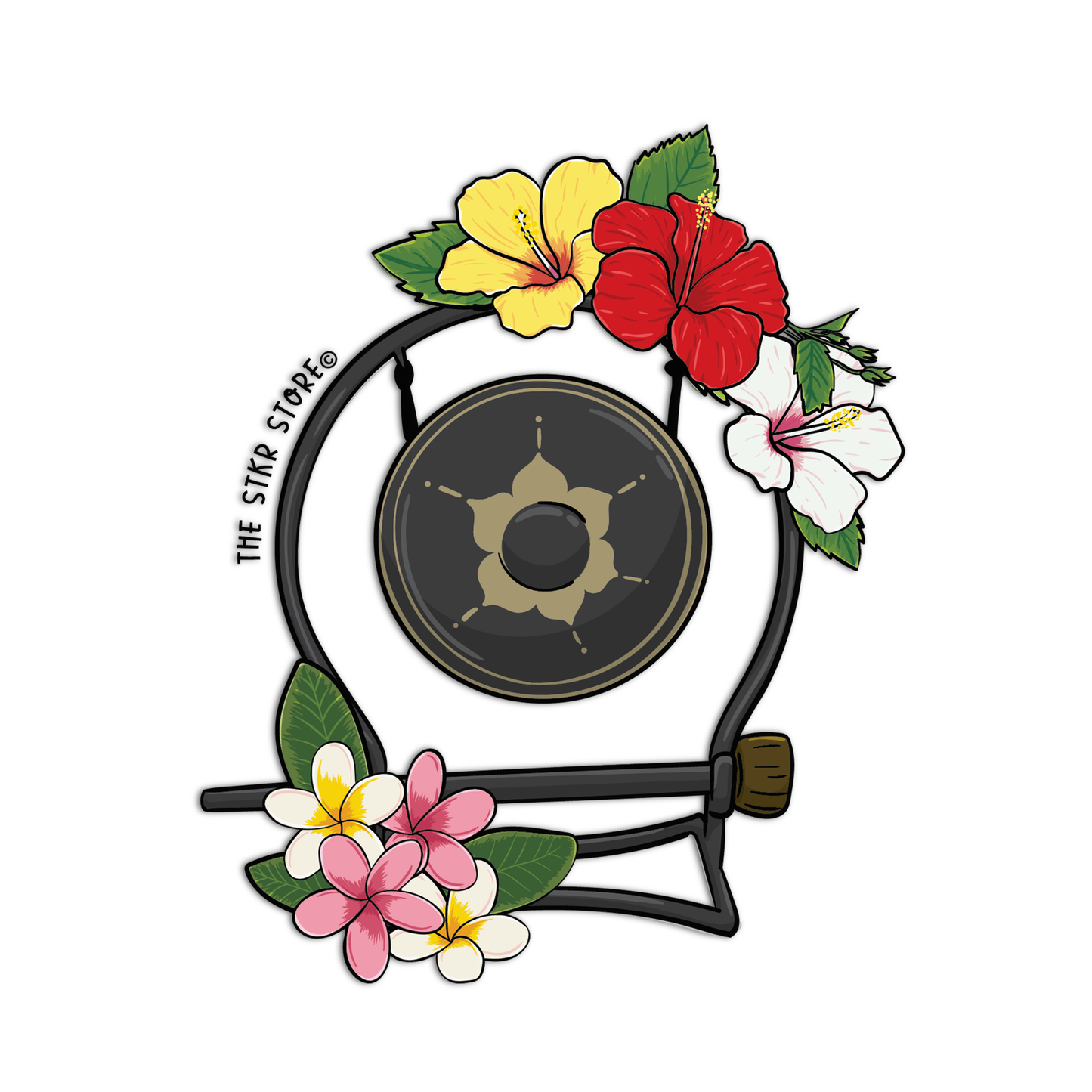 Gong Musical Instrument with Flowers - The Stkr Store