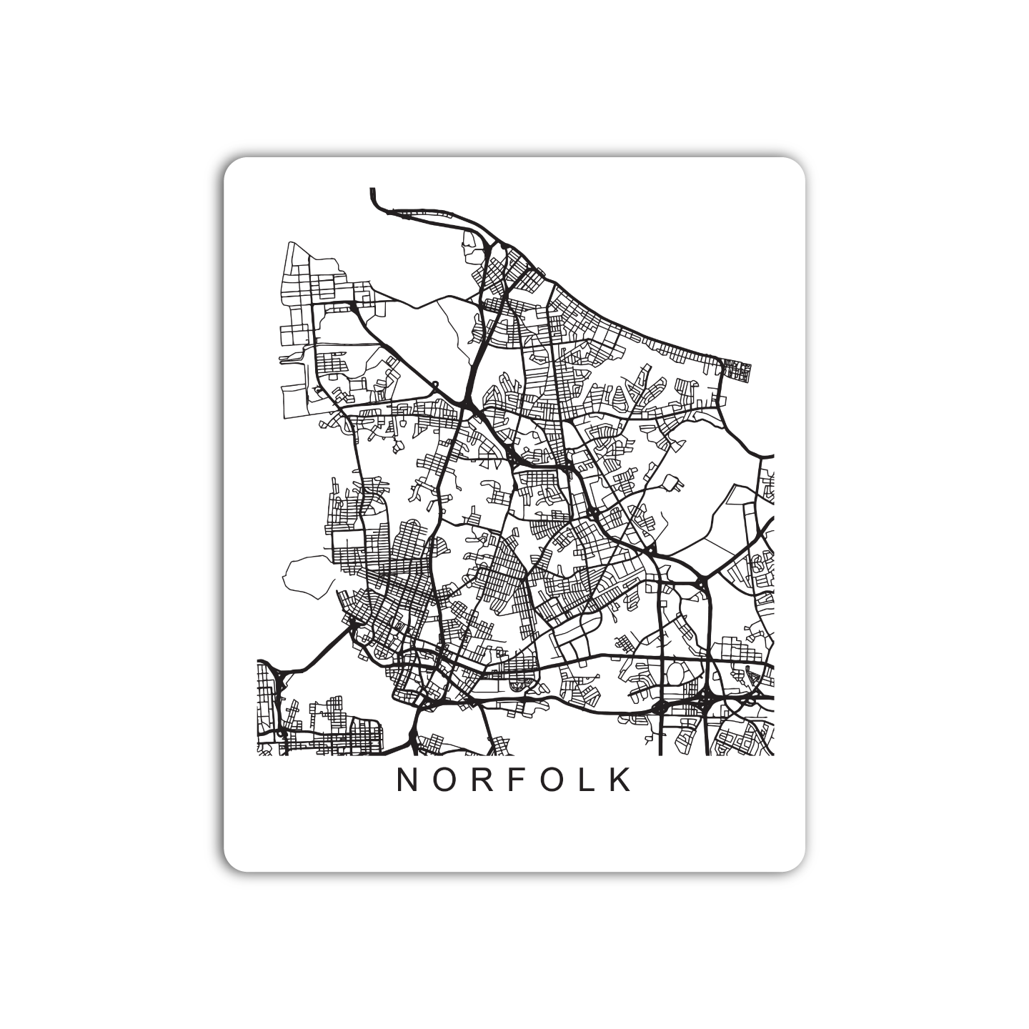 Norfolk U.S. Street Map Sticker