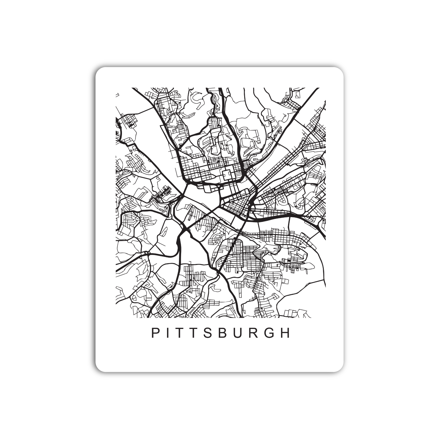 Pittsburgh U.S. Street Map Sticker