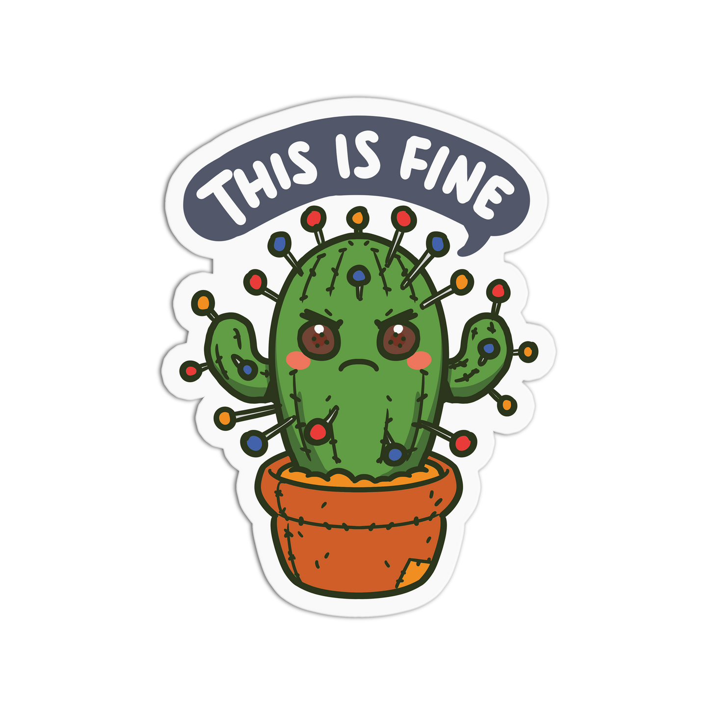 Cranky Cactus - Push Cushion Sticker - The Stkr Store