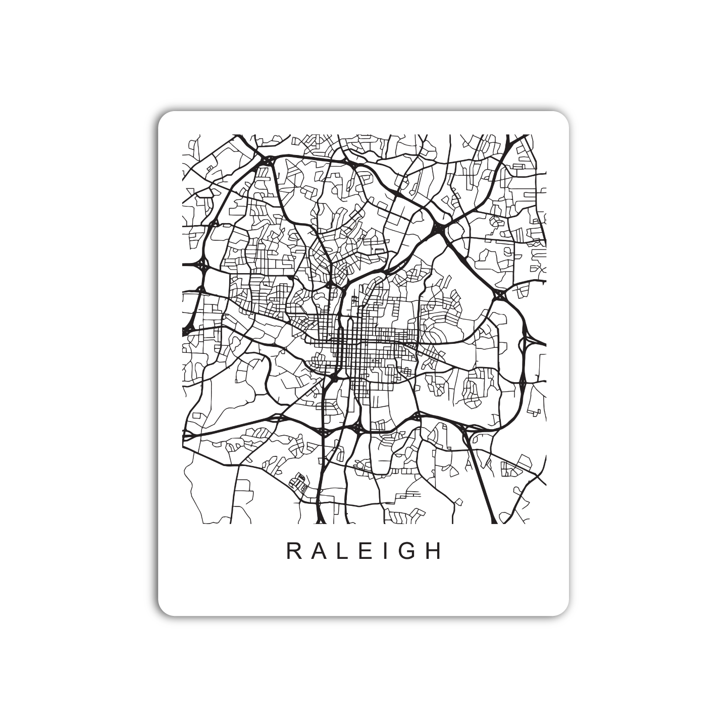 Raleigh U.S. Street Map Sticker
