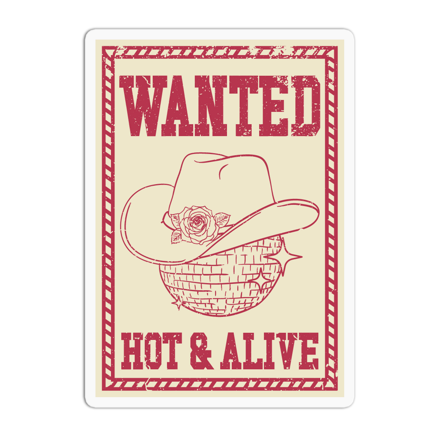 Wanted Poster Roses And Cowgirls Sticker