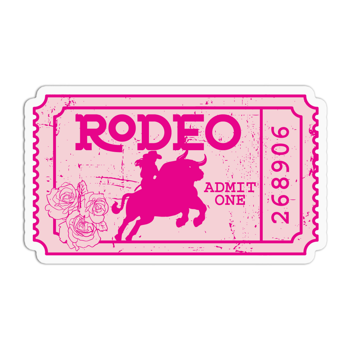Rodeo Ticket Roses And Cowgirls Sticker
