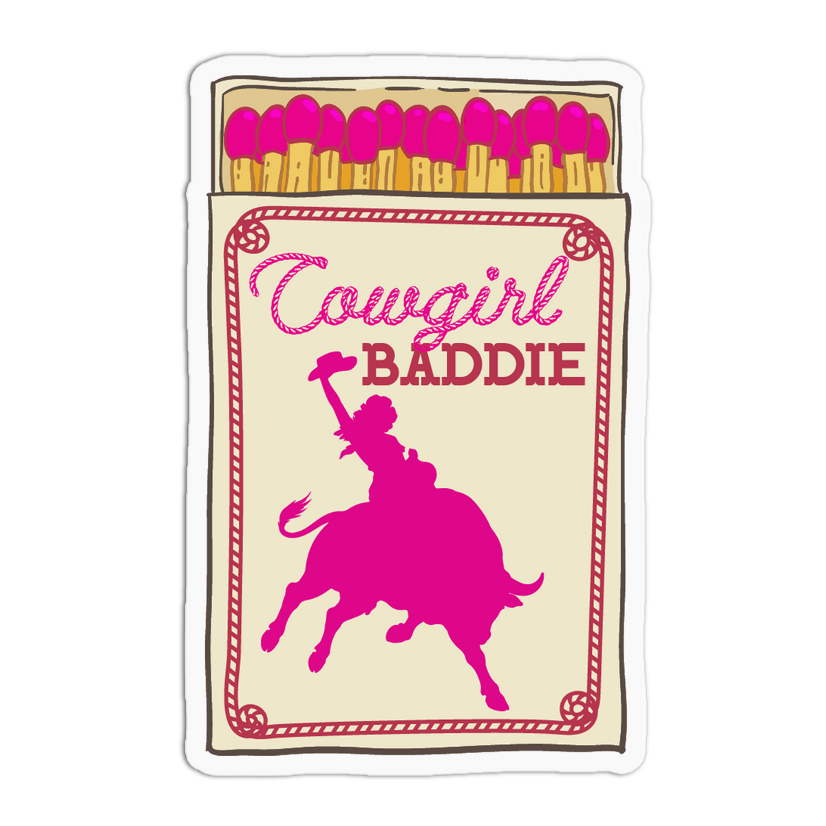 Matchbox Baddie Roses And Cowgirls Sticker