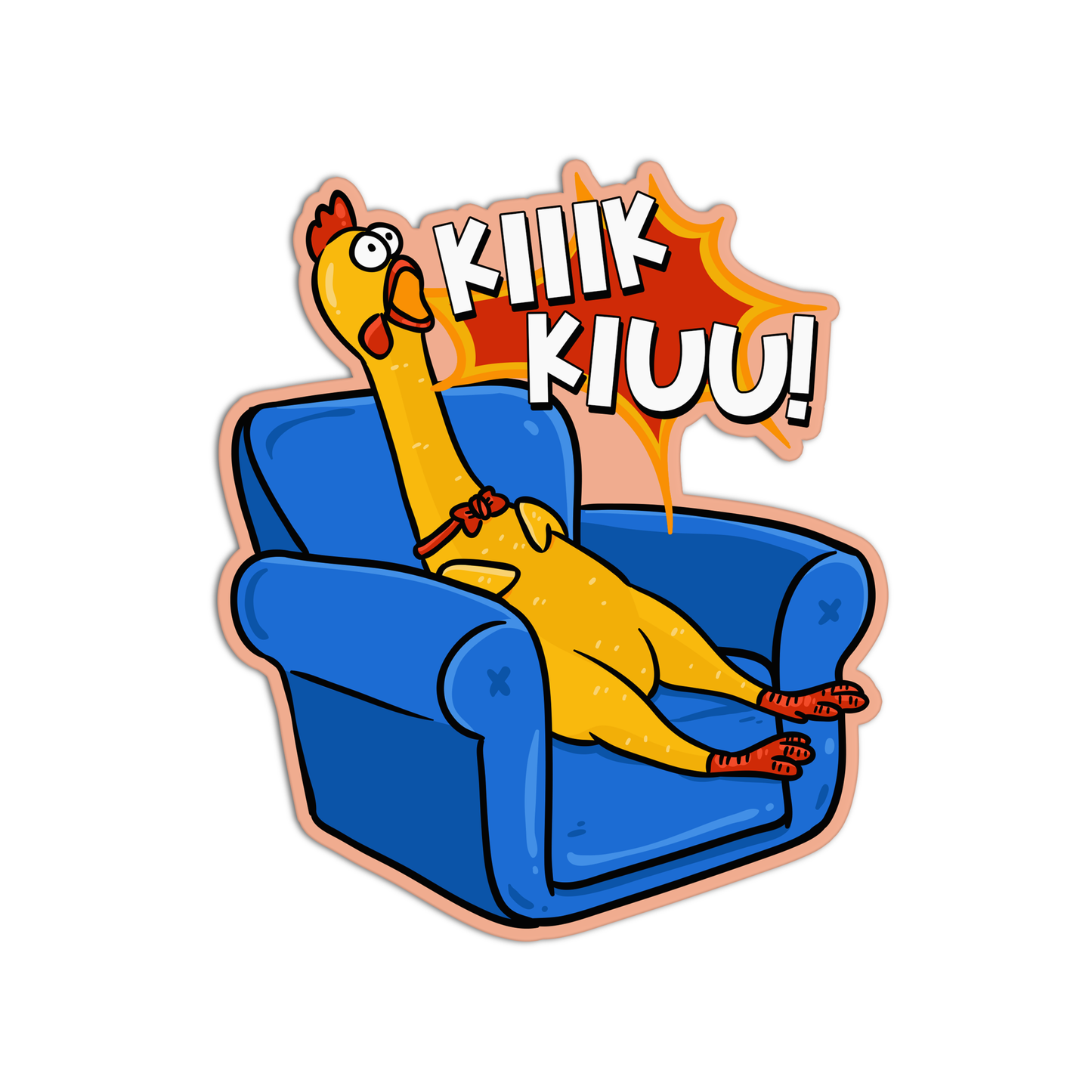 Screaming Chicken couch Sticker